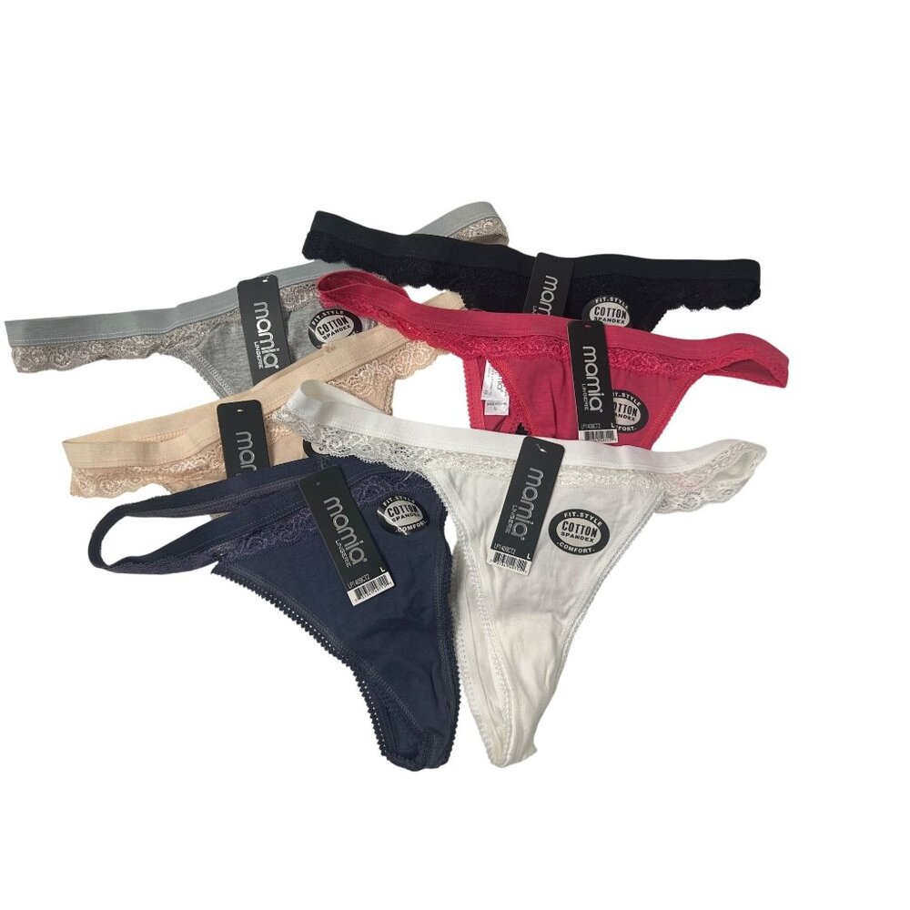 Bundle of 6 Thong Cotton & Lace Panties